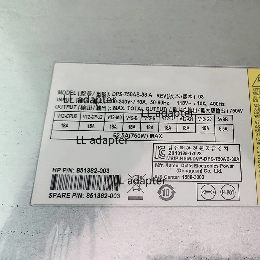 Блок питания HP Z4 G4 Workstation Power Supply PSU 750W DPS-750AB-36 (851382-003