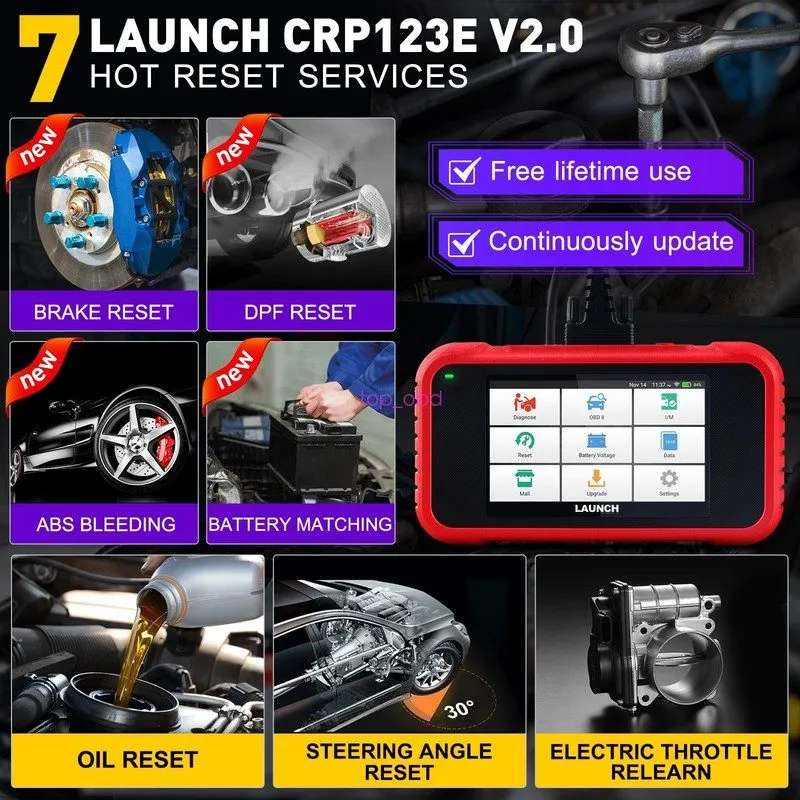 Диагностический сканер LAUNCH X431 CRP123E PLUS Car OBD2 Scanner Code er ALL Sys — фото лота 2