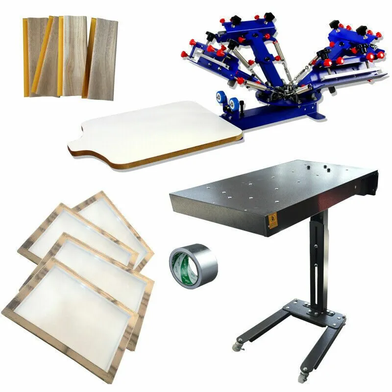 Плата Full Set 4Color 1Station Screen Printing Kit Printer&Flash Dryer&Squeegee