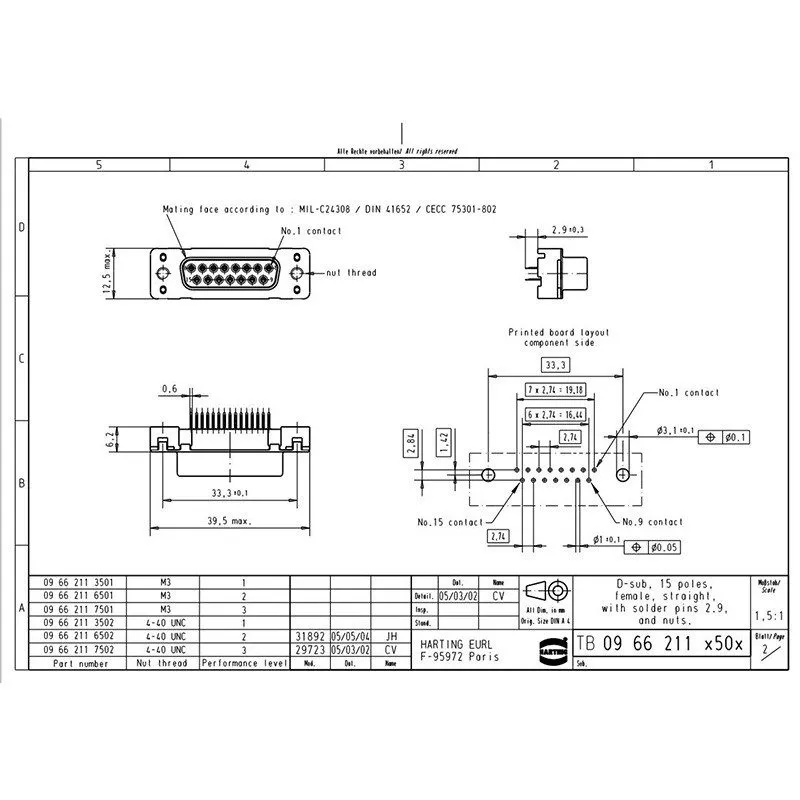 Разъём HARTING Connector 09662116502