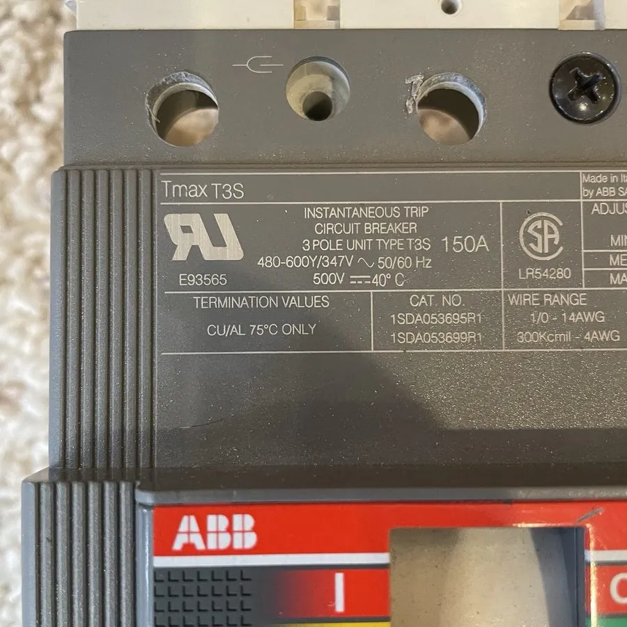 Автоматический выключатель ABB SACE Tmax T3S 150A Circuit Breaker 3 Pole 480V 35 — фото лота 2