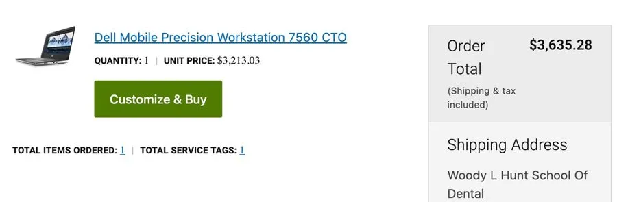 Dell Precision Workstation 7560 CTO 15.6'' 1 TB SSD i7 64gb NDIVIA RTX A5000