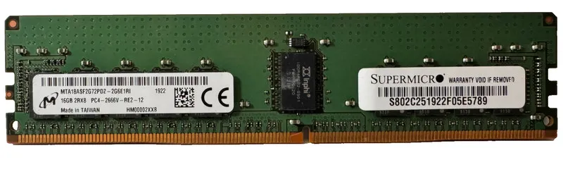 Модуль памяти Micron 16GB 2Rx8 DDR4 PC4-2666V-RE2-12 ECC Server RAM MTA18ASF2G72