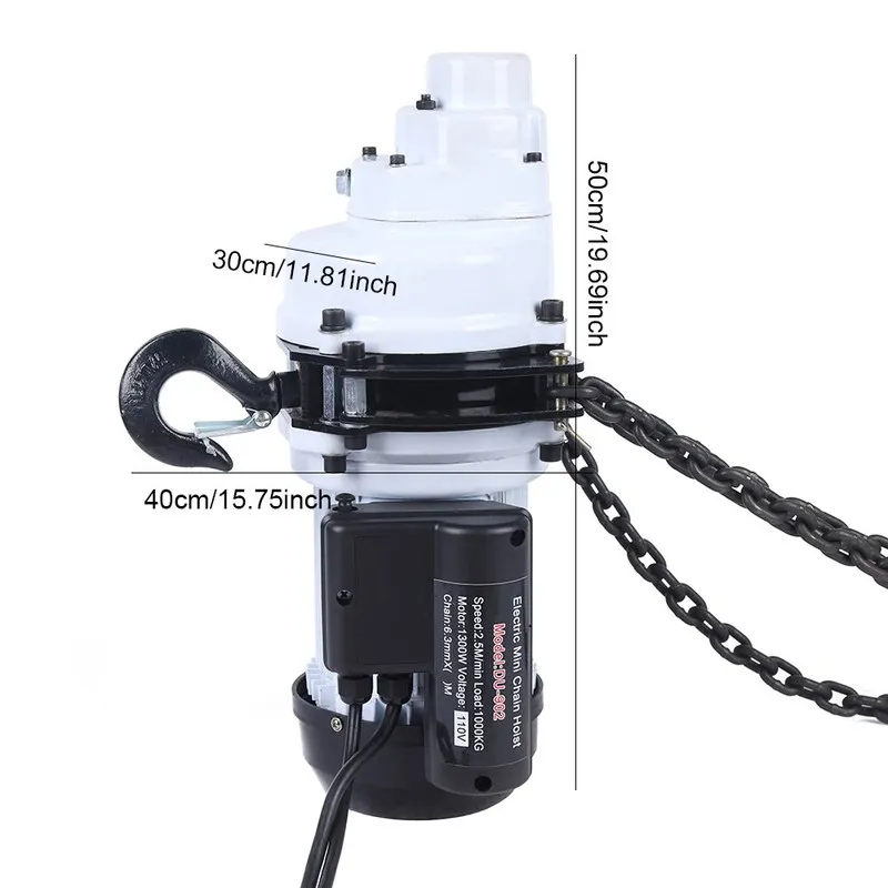 Таль 110V 2200LBS/1 Ton Electric Chain Hoist Single Phase Hoist Crane 10FT Chain