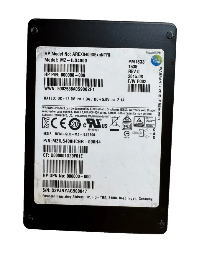 SSD-накопитель HPE SAMSUNG PM1633 920GB 2.5" SAS SSD 12Gbps/512b/s/ /Great Healt — фото лота 1