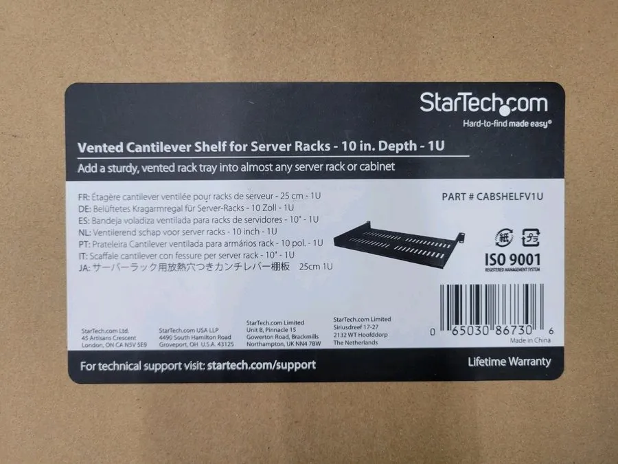 Стойка/шкаф StarTech CABSHELFV1U 1U Vented Fixed Server Rack Shelf Heavy Duty St — фото лота 1