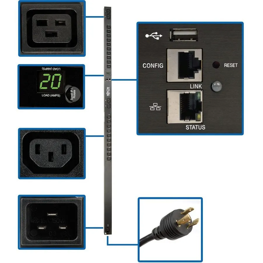 Блок розеток PDU Tripp Lite PDUMNV20HVLX Monitored Rack PDU 3.7kW 208/230V 20A L