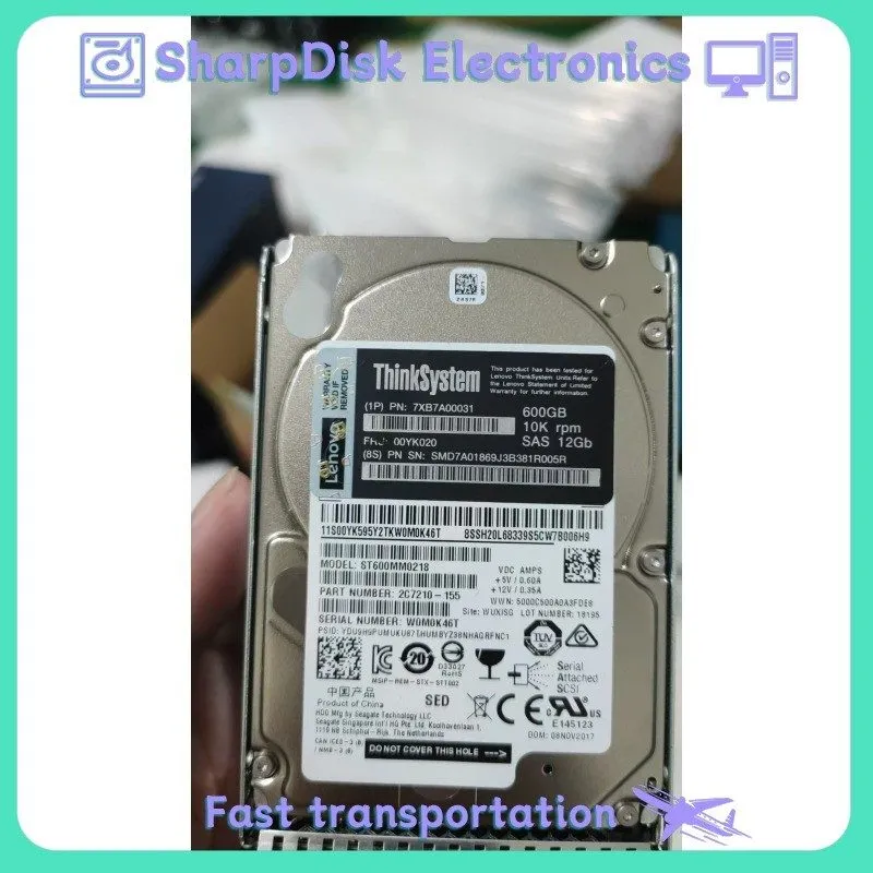 Жёсткий диск 7XB7A00031 Lenovo 00YK020 600GB 12G 10K SAS 2.5 inch″ SED HDD With