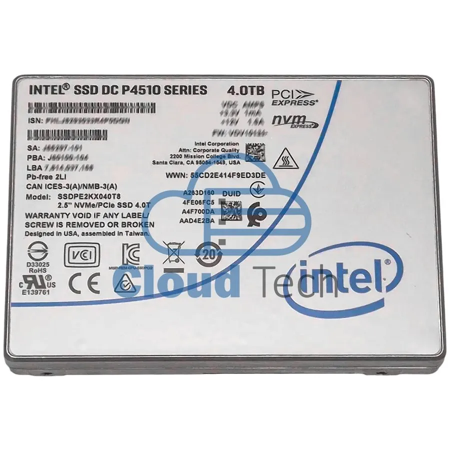 SSD-накопитель Intel P4510 4TB U.2 NVMe PCIe 3.0 2.5" Enterprise SSD SSDPE2KX040
