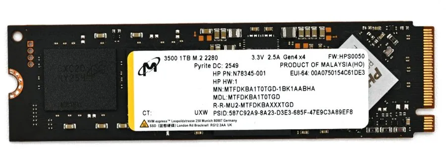 SSD-накопитель Micron 3500 MTFDKBA1T0TGD-1BK N78345-001 M.2 2280 1TB NVMe Intern — фото лота 1