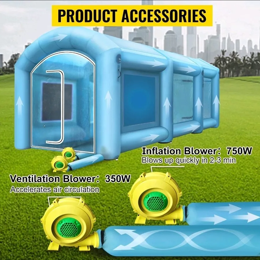 Вентилятор Inflatable Spray Booth Car Paint Tent w/Filter System & 2Blowers 11 S — фото лота 3