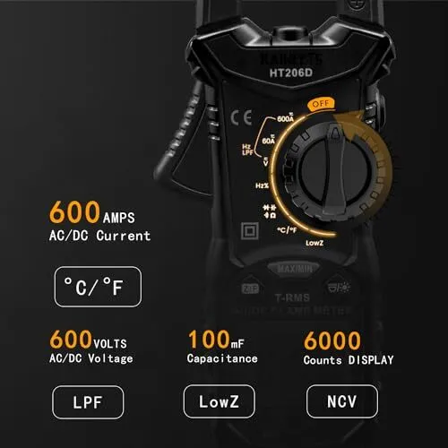 Мультиметр HT206D Digital Clamp Meter 6000 Counts TRMS Multimeter Auto Ranging V