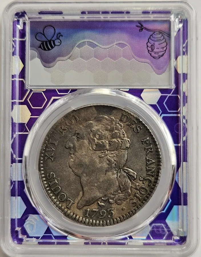 Лабораторный прибор 1793-N France 1 Ecu Silver Coin PCGS Trader Bea Purple Core