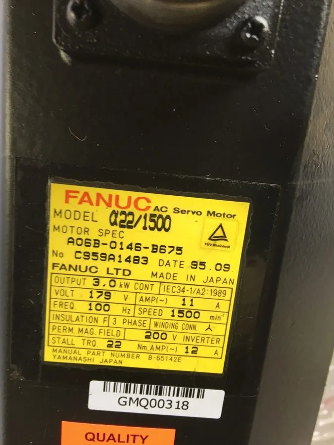 Серводвигатель Fanuc A06B-0146-B675 AC Servo Motor A22/1500 3.0 kW 3PH