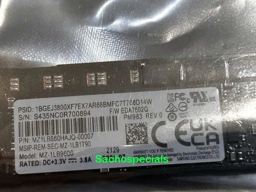 SSD-накопитель Samsung PM983 960GB SSD M.2 NVMe PCIe Solid State Drive MZ1LB960H