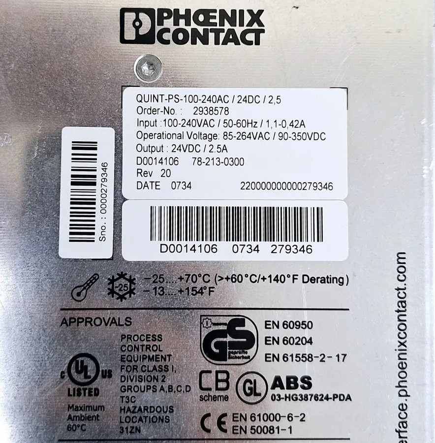 Блок питания Phoenix Power Supply QUINT-PS-100-240AC/24DC/2.5 2938578 OK
