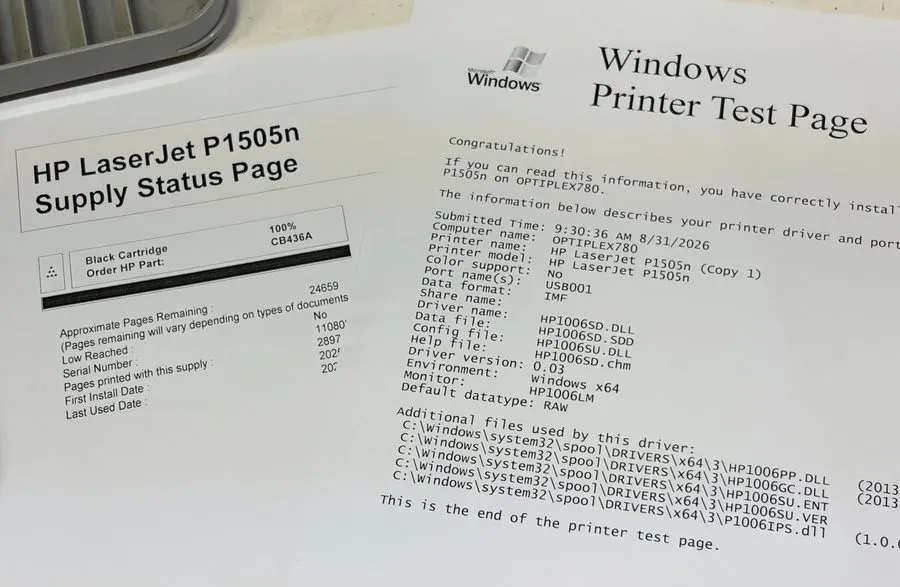 Лазерный принтер HP LaserJet P1505n Laser Printer CB413A USB Works Perfectly