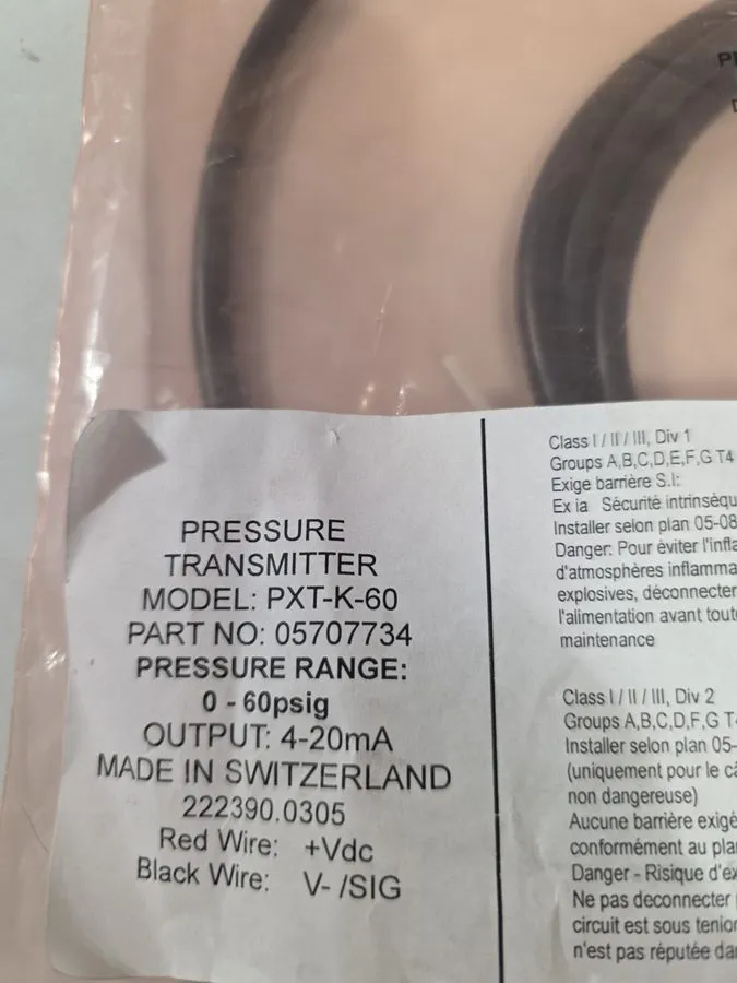 Датчик давления Murphy PXT-K-60 Pressure Transmitter 60 PSIG — фото лота 1