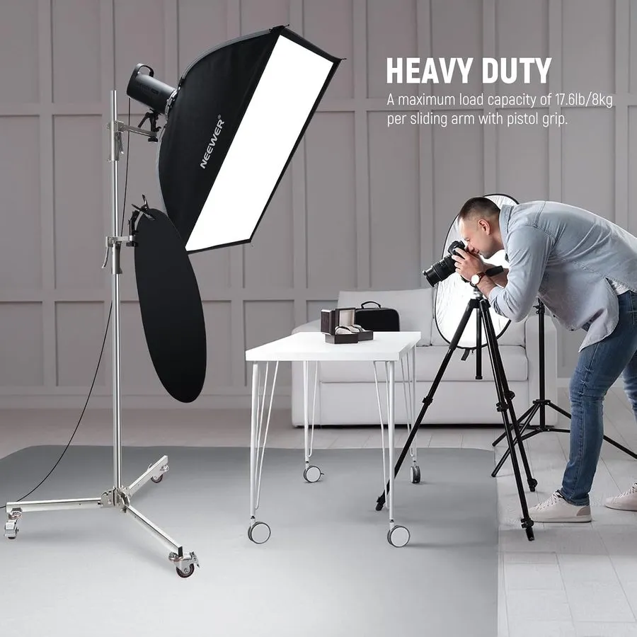 Оборудование видеонаблюдения 6.5ft/198cm Stainless Steel Light Stand Heavy Duty — фото лота 1