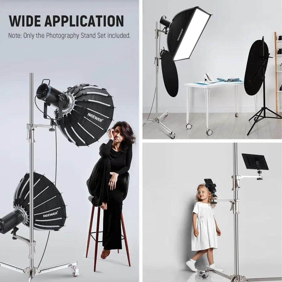 Оборудование видеонаблюдения 6.5ft/198cm Stainless Steel Light Stand Heavy Duty — фото лота 2