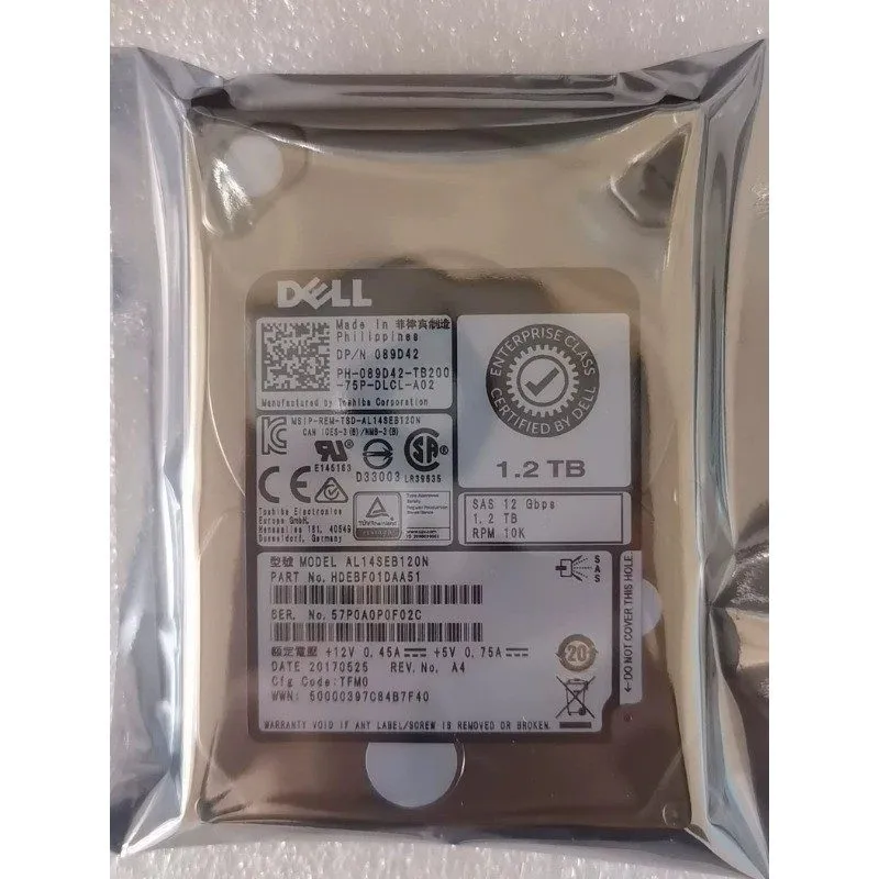Жёсткий диск Dell 089D42 1.2TB 10K 12GB/s SAS 2.5" HDD 89D42 Hard Drive — фото лота 2