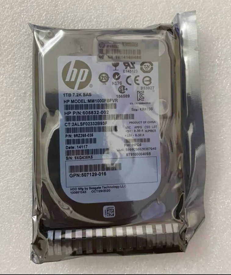 Сервер 1TB HPE 653954-001 652749-B21 7.2K RPM SAS 6Gbps 2.5" SFF Gen8 Gen9 Serve