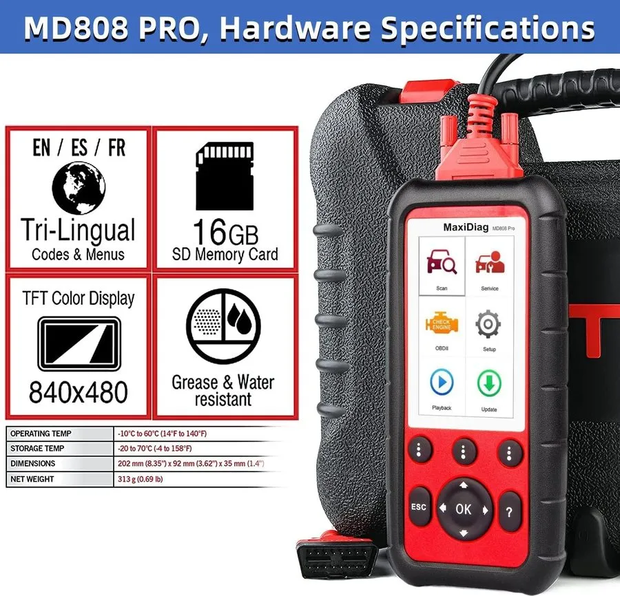 Диагностический сканер Autel MaxiDiag MD808 Pro Automatic Diagnostic Scanner Too
