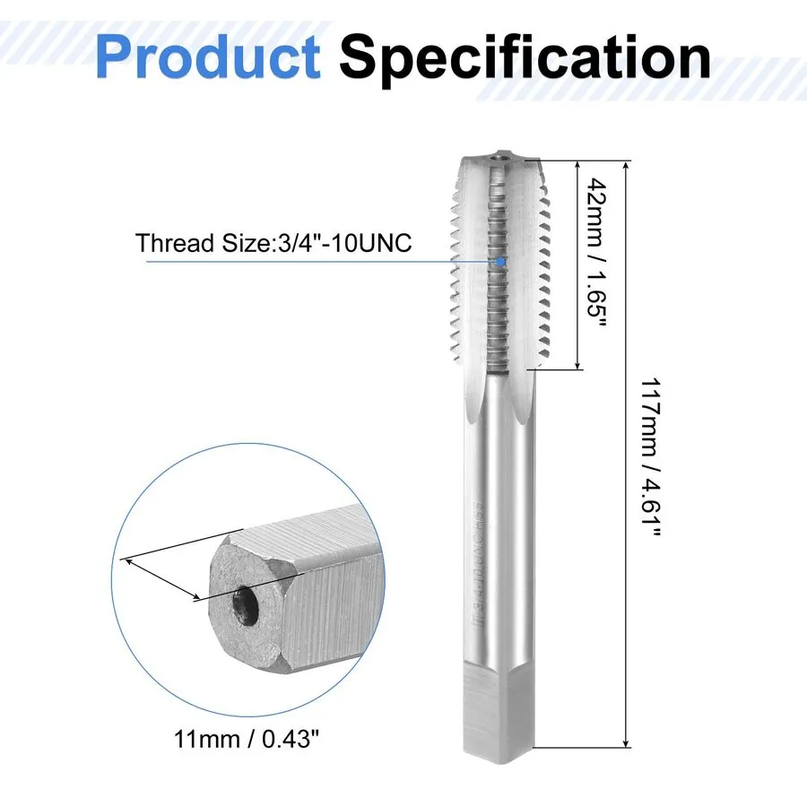 Режущий инструмент Hand Tap Set 3/8"-16 UNC Taper/Plug/Bottom Thread Tapping Too
