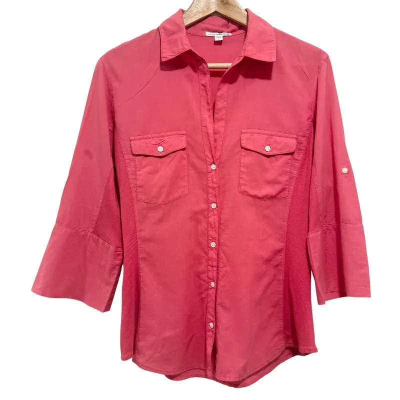 Контроллер Wi-Fi James Perse Button Down Shirt Womens 3 Coral Pink Ribbed Side P — фото лота 1