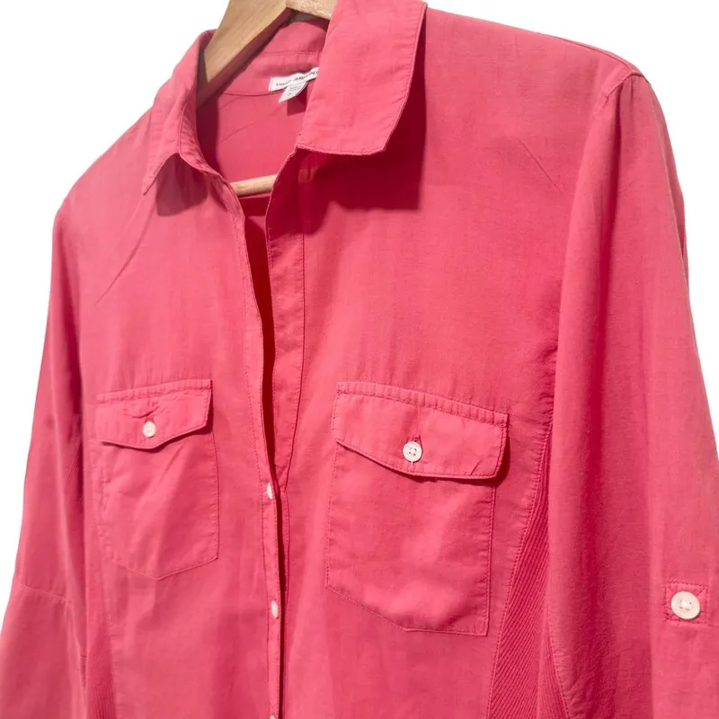 Контроллер Wi-Fi James Perse Button Down Shirt Womens 3 Coral Pink Ribbed Side P — фото лота 2