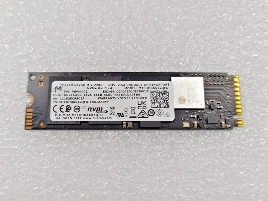 SSD-накопитель Micron 2210 512GB MTFDHBA512QFD NVMe M.2 SSD's (71%-75% Health)