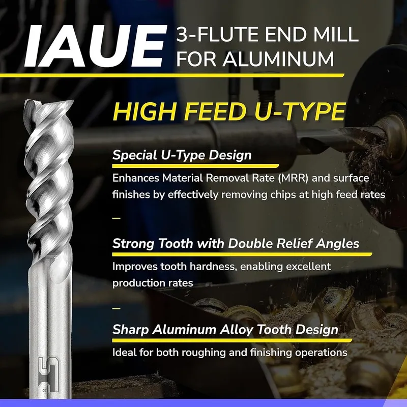 Режущий инструмент Carbide Square End Mill 3 Flute IAUE1/2 3 ( 1/2") High Feed U — фото лота 2