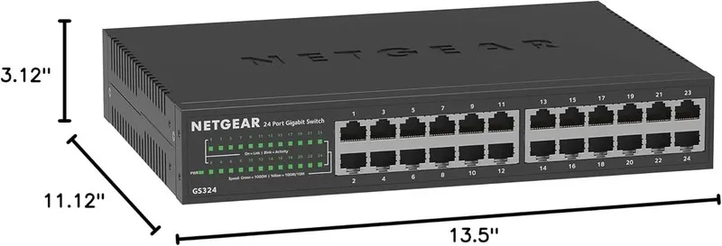 Коммутатор NETGEAR GS324-200NAS 24-Port Gigabit Ethernet Unmanaged Switch Black