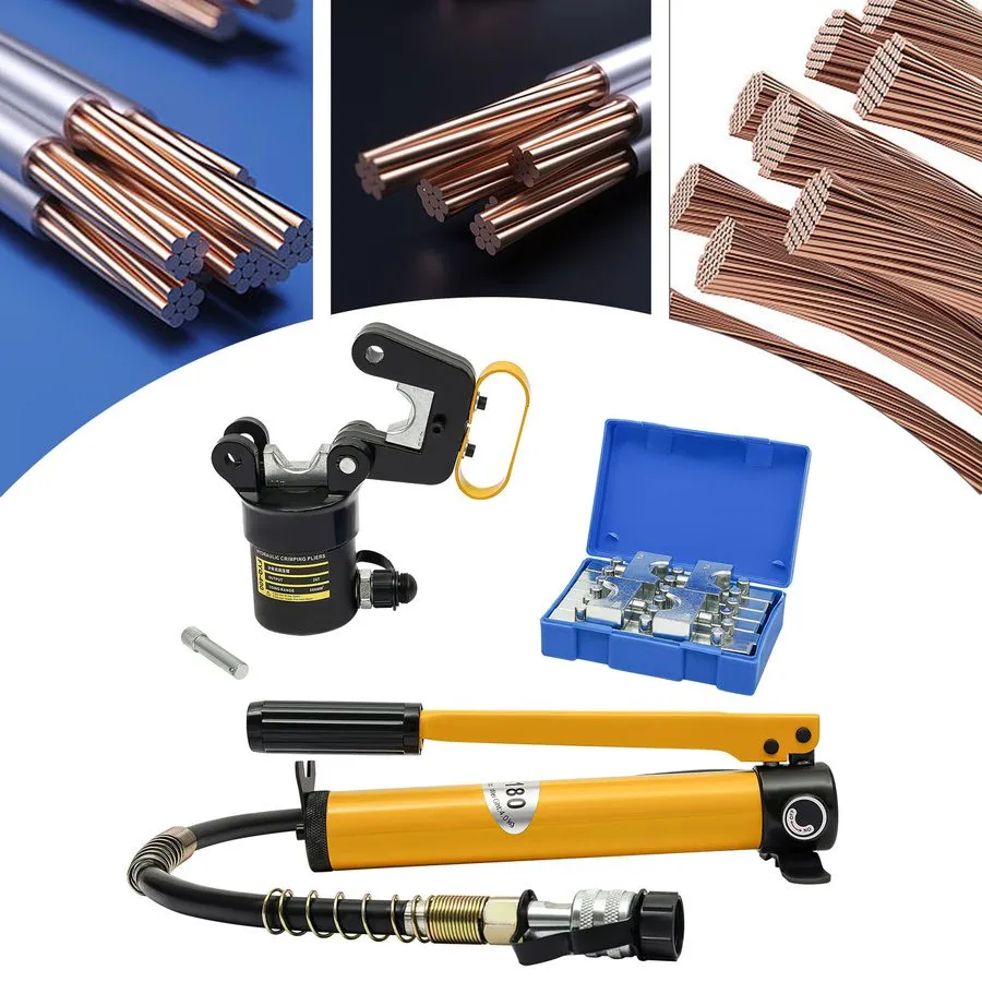 Кабель 20 Ton Hydraulic Crimper Crimping Tool Cable Wire Hose Lug Terminal+12 Di