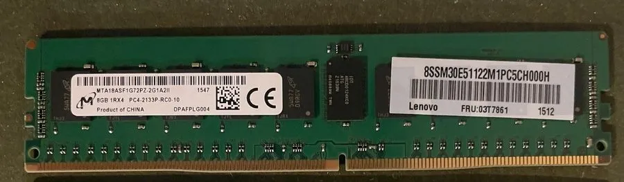 Модуль памяти Micron MTA18ASF1G72PZ-2G1A2II 8GB PC4-17000 DDR4-2133MHz Registere — фото лота 1