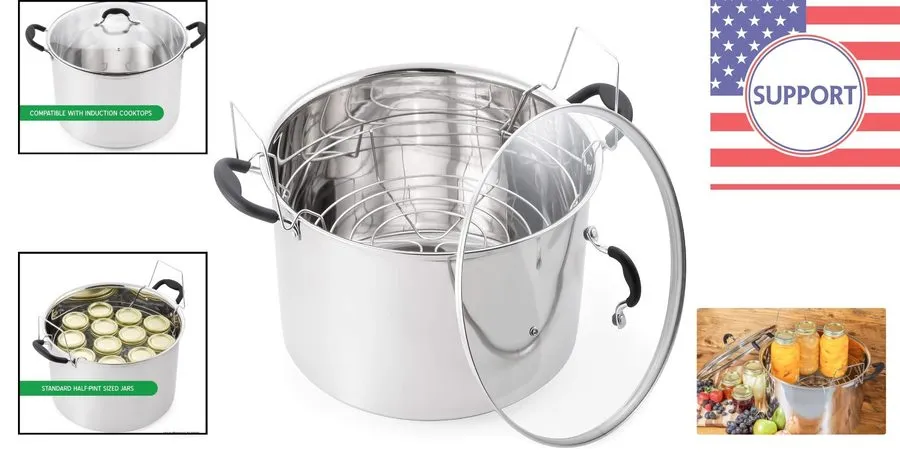 Водяная баня 21.5Qt Water Bath Canner with Glass Lid and Jar Rack 21.5 Quarts, S