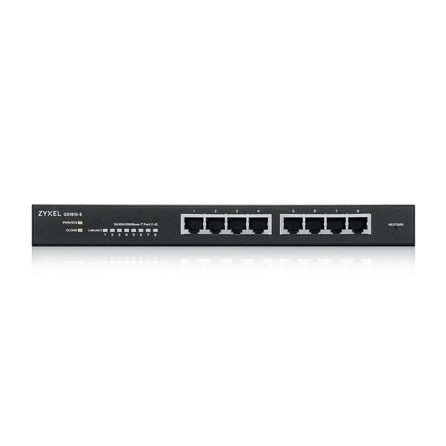 Коммутатор ZYXEL GS1915-8 GIGABIT 8-PORT SMART NEBULA CLOUD MANAGED POE SWITCH — фото лота 1