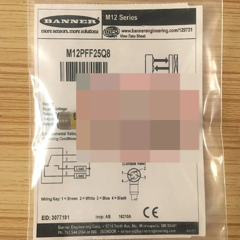Фотоэлектрический датчик BANNER Photoelectric Sensor, M12PFF25Q8, M12 4-Pin, 10-