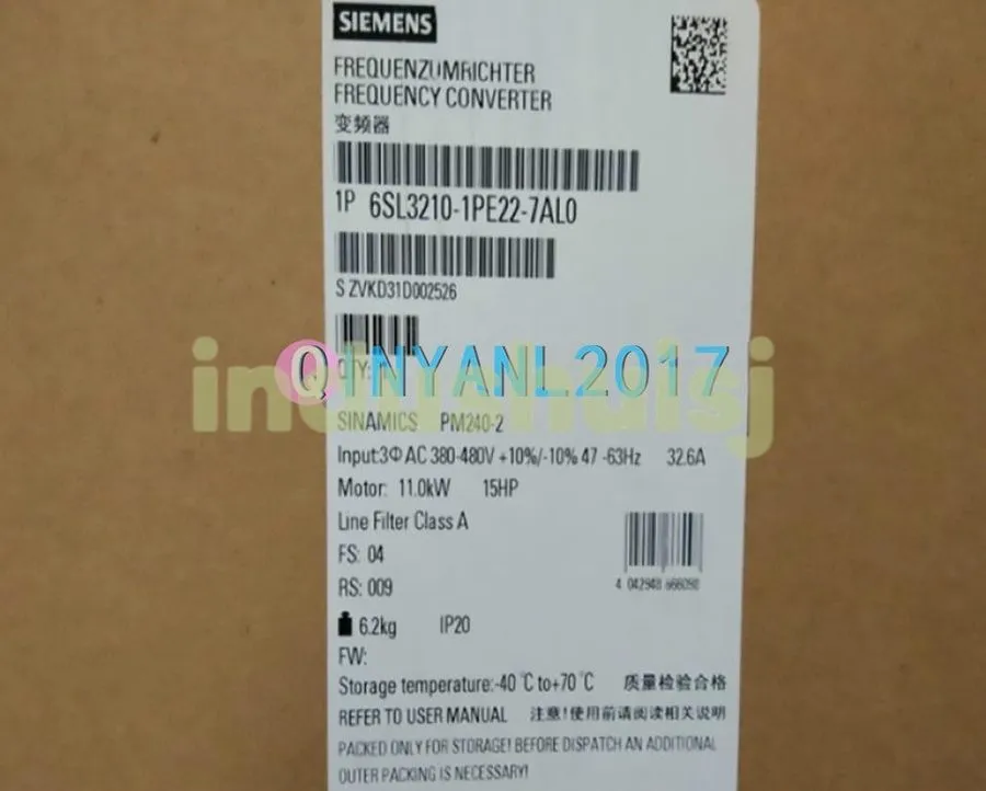 Частотный преобразователь Siemens SINAMICS G120 6SL3210-1PE22-7AL0