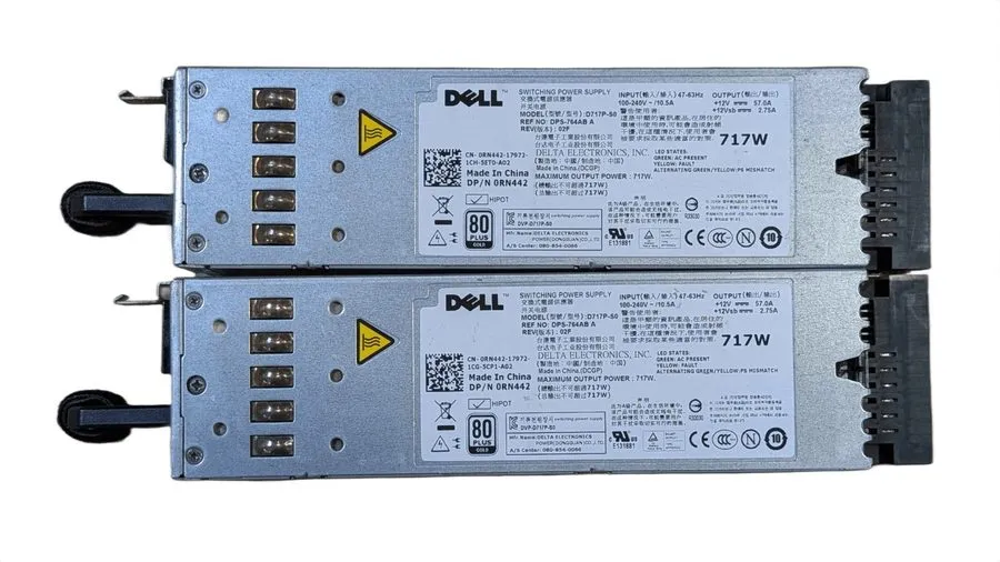 Блок питания Dell 0RN442 R610 717W High Gold Efficiency Power Supply D717P-S0