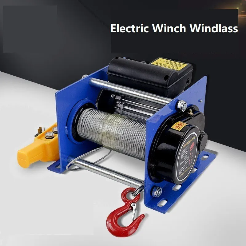 Таль Electric Winch 800kg/600kg Electric Hoist 30M Steel Wire Rope Windlass Wind