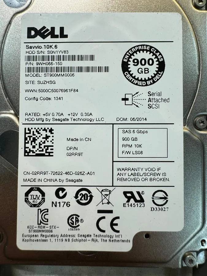 Жёсткий диск Dell 3P3DF 2RR9T ST900MM0006 9WH066-150 900GB 10K SAS 2.5" 6G FW LS
