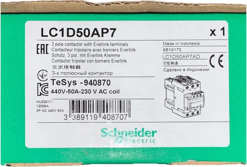 Контактор Schneider Electric TeSys LC1D093BL IEC Contactor 3PST-NO 24VDC 11A DIN