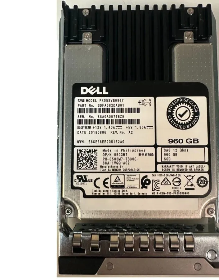 Сервер 0503M7 DELL PX05SVB096Y 960GB 2.5" SAS 12G PowerEdge R660 R770 Server SSD