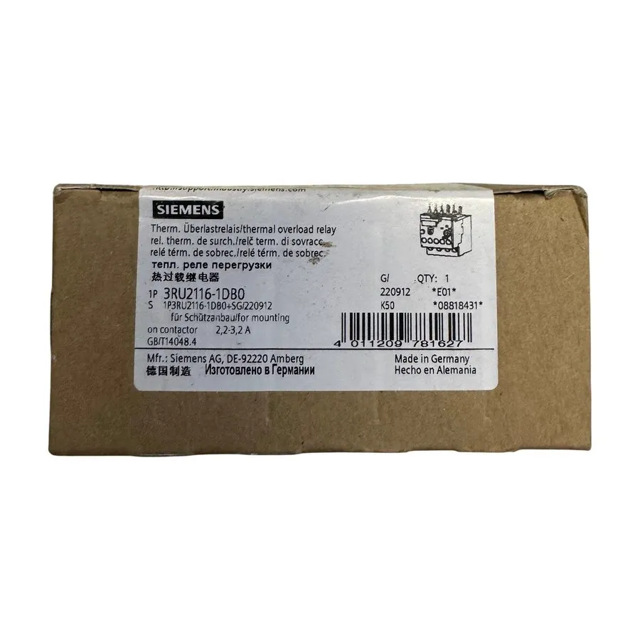 Реле Siemens 3RU2116-1DB0 2.2-3.2A Class 10 Thermal Overload Relay SIRIUS