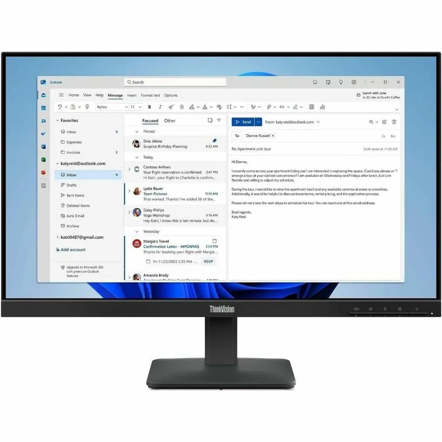 Монитор Lenovo ThinkVision S24-4e 24" Class Full HD LED Monitor 16:9 Raven Black — фото лота 2