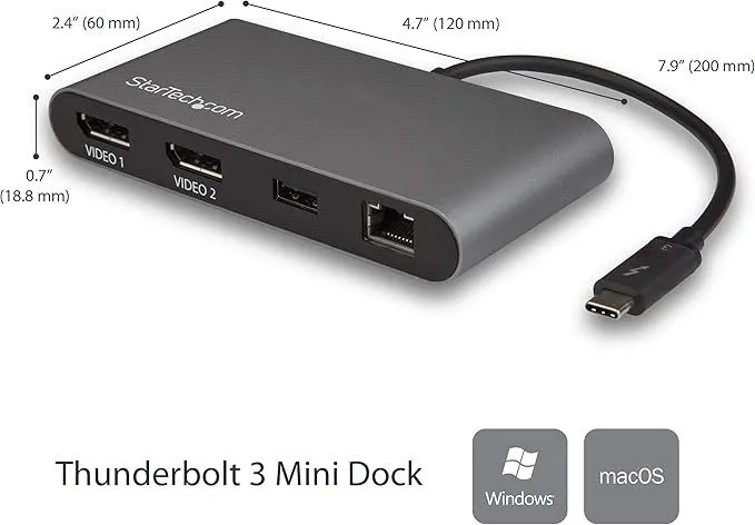 Док-станция StarTech TB3DKM2DPL Thunderbolt 3 Dual 4K DisplayPort Mini Docking S