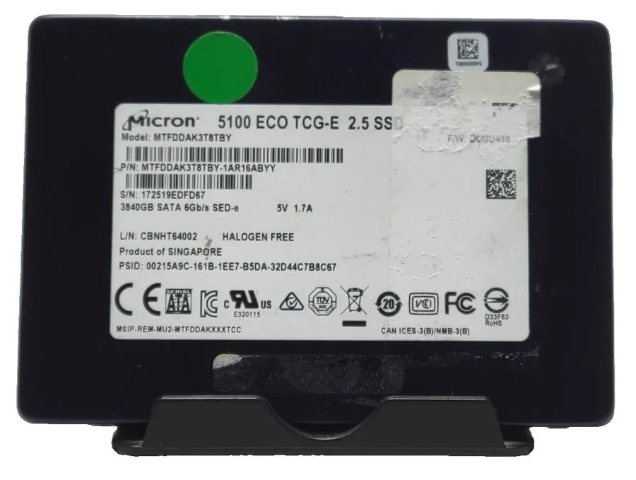 SSD-накопитель Micron 5100 ECO 3.84TB SATA 6Gb/s 2.5" SSD 0VFR02 MTFDDAK3T8TBY