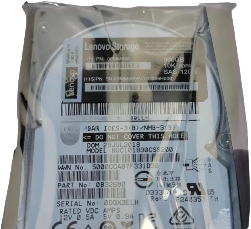 Жёсткий диск Lenovo 00MM699 00MM697 00MM695 900GB 10K 12Gb/s SAS 2.5-inch HDD Ha