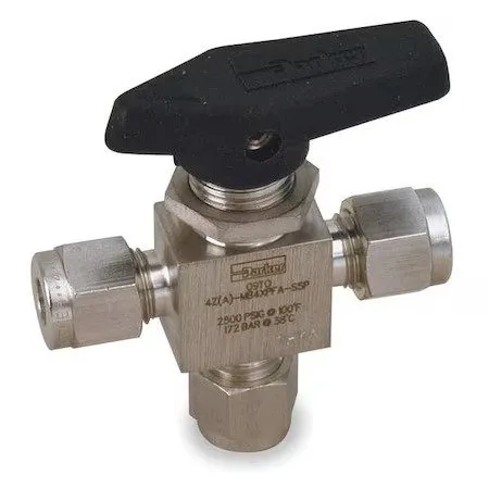 Клапан Parker 4A-MB4XPFA-SSP 3-Way Stainless 1/4" Ball Valve 172 Bar 2500PSI — фото лота 1